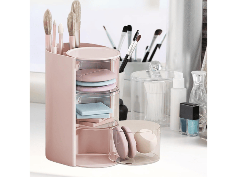 Boîte de rangement de maquillage, organiseur de cosmétiques de grande capacité, tiroir de rangement de beauté rotatif - Conforama D