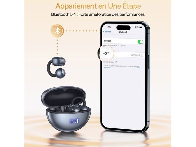  Ecouteurs bluetooth sport ouverts avec clip 5.4 16mm stéréo ipx7 autonomie 48h 176665_AAAHO48419_6_DROPFR - Conforama D