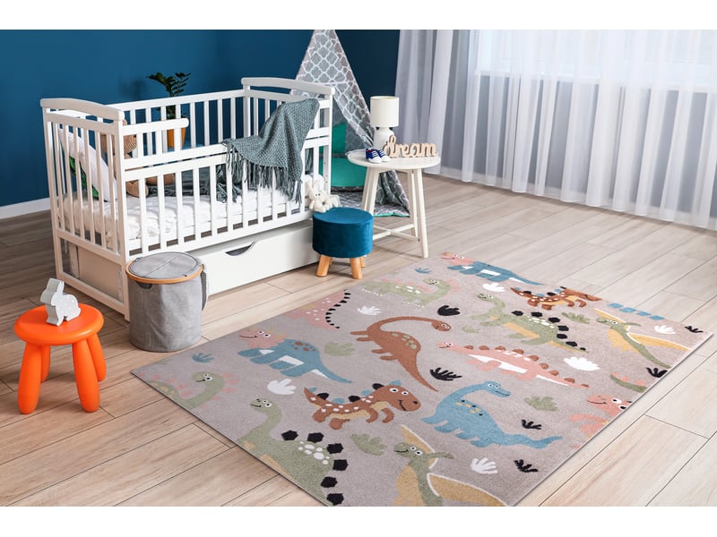  Tapis fun dino pour enfants dinosaures beige  240x330 cm  - Conforama D
