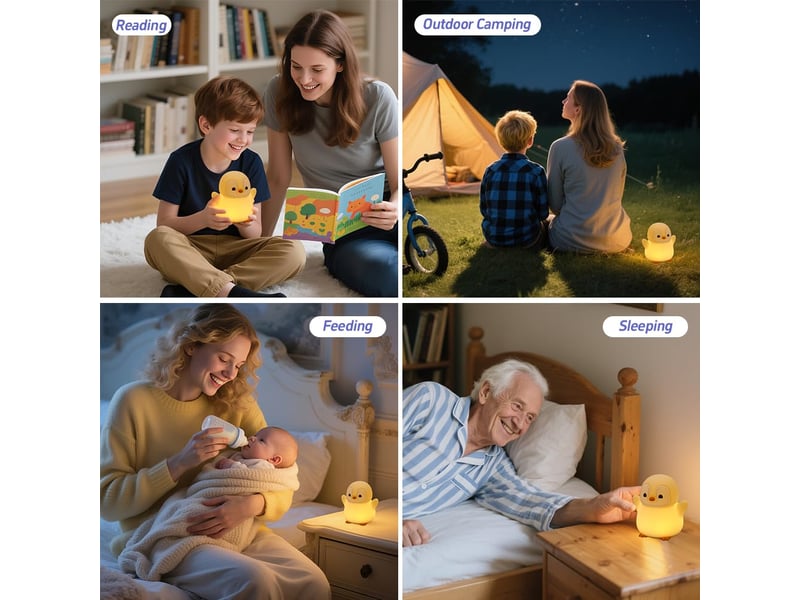  Veilleuse pingouin led pour enfants, lampe en silicone souple rechargeable, 2 niveaux de luminosité  - Conforama D