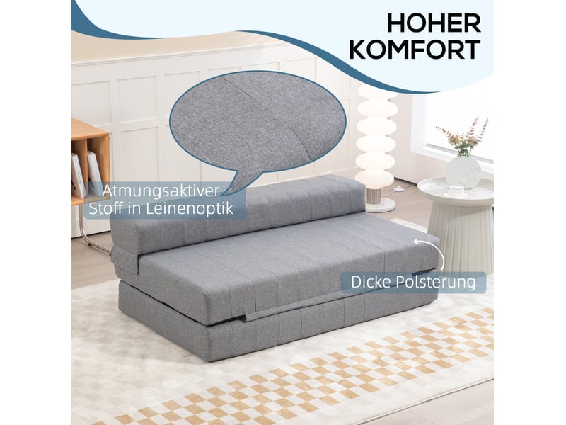  Canapé-lit pliant 2 en 1 138x80x50 cm 2 places gris  - Conforama C