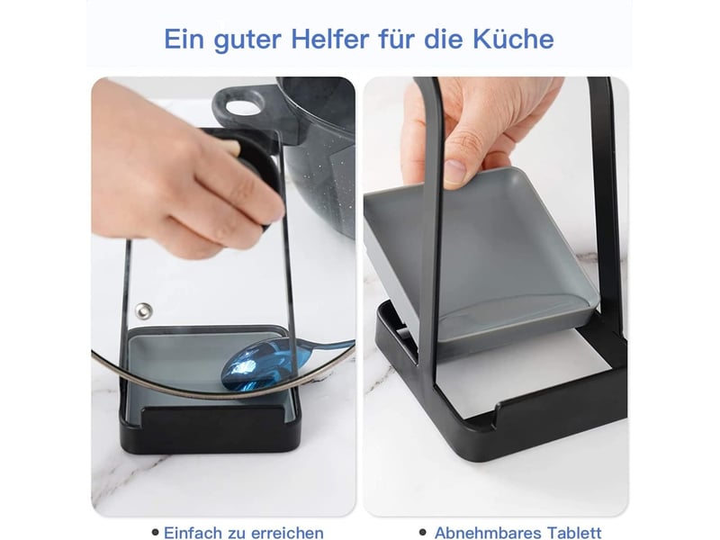 (noir) support polyvalent pour couvercles de casseroles et cuillères de cuisine - acier - pour couvercles de casseroles, cuillères de cuisine, spatule - Conforama D