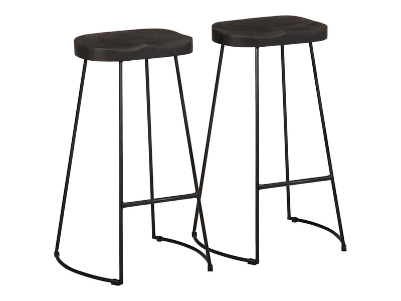  Lot de 2 tabouret de bar, chaise de bar noir 45x40x78 cm bois manguier massif  - Conforama B
