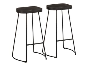 Lot de 2 tabouret de bar, chaise de bar noir 45x40x78 cm bois manguier massif