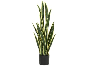 Sansevieria artificielle en pot pour usage intérieur et extérieur, avec 21 feuilles modelables, ø20x90 cm