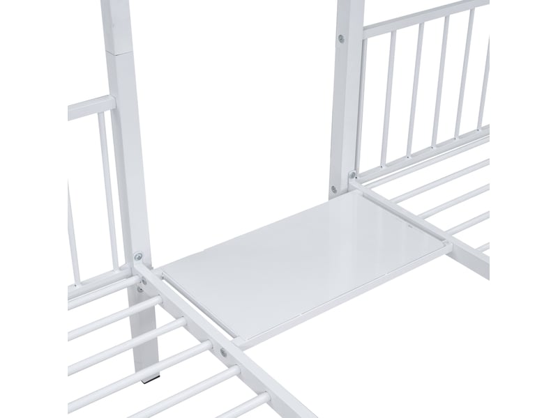  Lit superposé enfant 140x200 cm – blanc – 3 couchages modulables en métal avec 2 tiroirs, sans matelas  - Conforama E