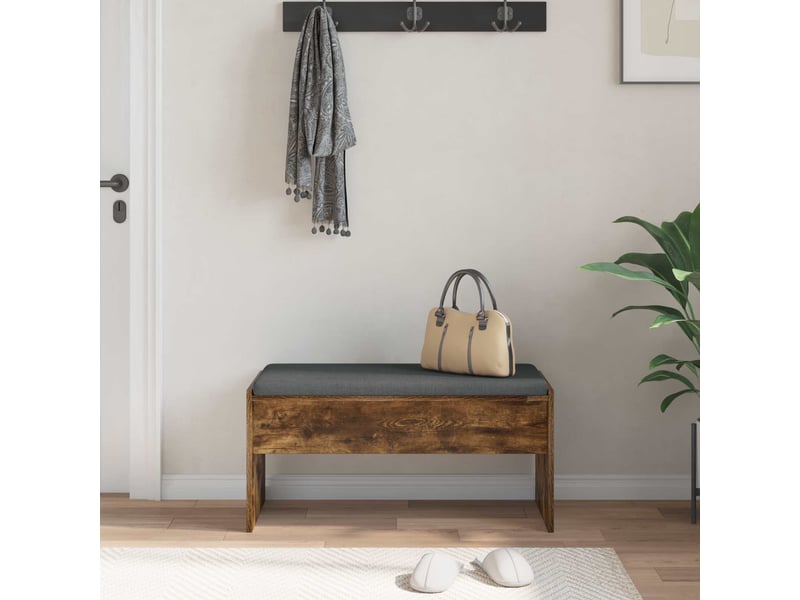  Banc d'entrée, banc interieur avec coussin chêne fumé 83x38x40 cm  - Conforama D
