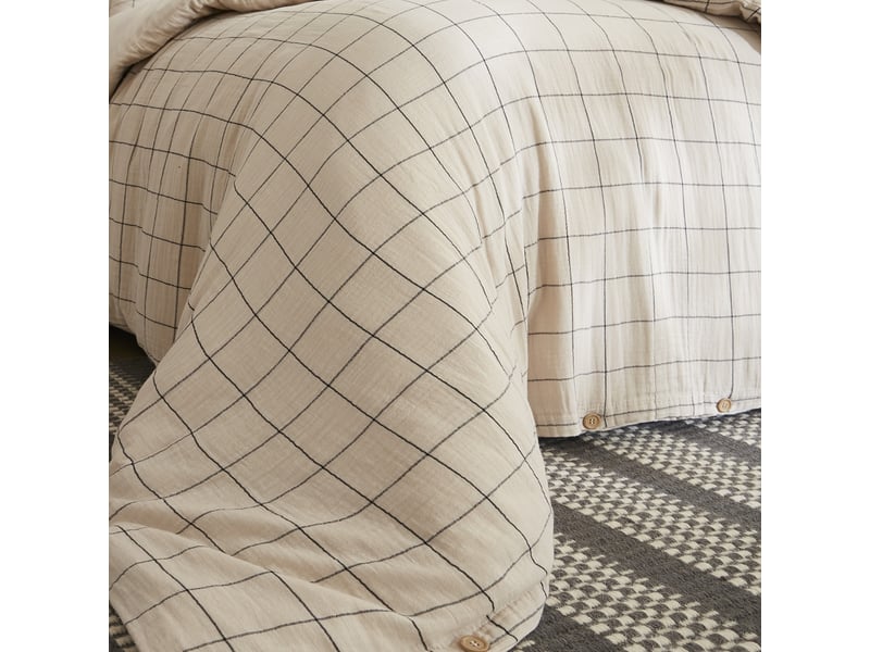  Housse de couette reversible 140x200 cm gaze de coton terra harmonie naturel PD25032 - Conforama D