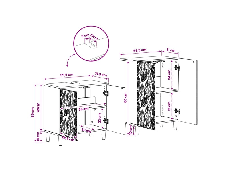 Ensemble de 2 meubles de salle de bain delft chêne artisanal cf63111 - Conforama E