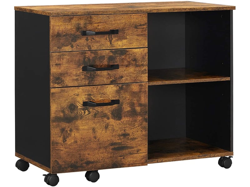 Armoire De Bureau Avec 3 Tiroirs Verrouillables - Compatible Dossiers A4, Blanc, 40x41x103 Cm, VASAGLE