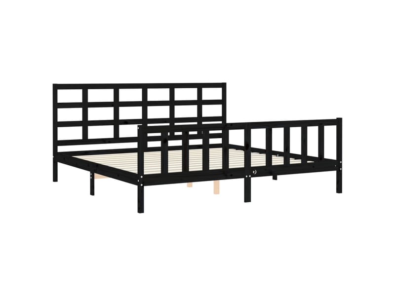 Lit double- lit adulte -  cadre de lit sans matelas noir 200x200 cm bois massif de pin  - Conforama D