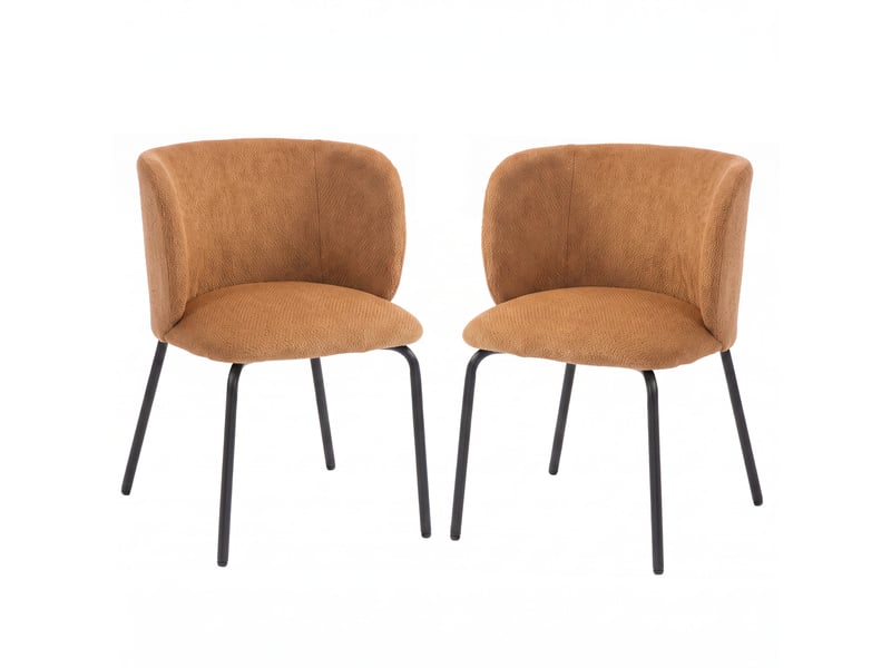 Lot de 2 chaises salle à manger design dossier enveloppant tissu terracotta - Conforama A
