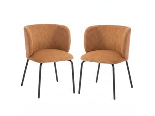 Lot de 2 chaises salle à manger design dossier enveloppant tissu terracotta