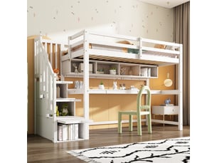 Lit mezzanine 90x200 cm <strong>RAUMIO</strong> <strong></strong> coloris blanc