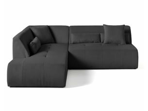 Canapé d'angle gauche fixe LISA DESIGN ONYX 5 places Velours côtelé gris