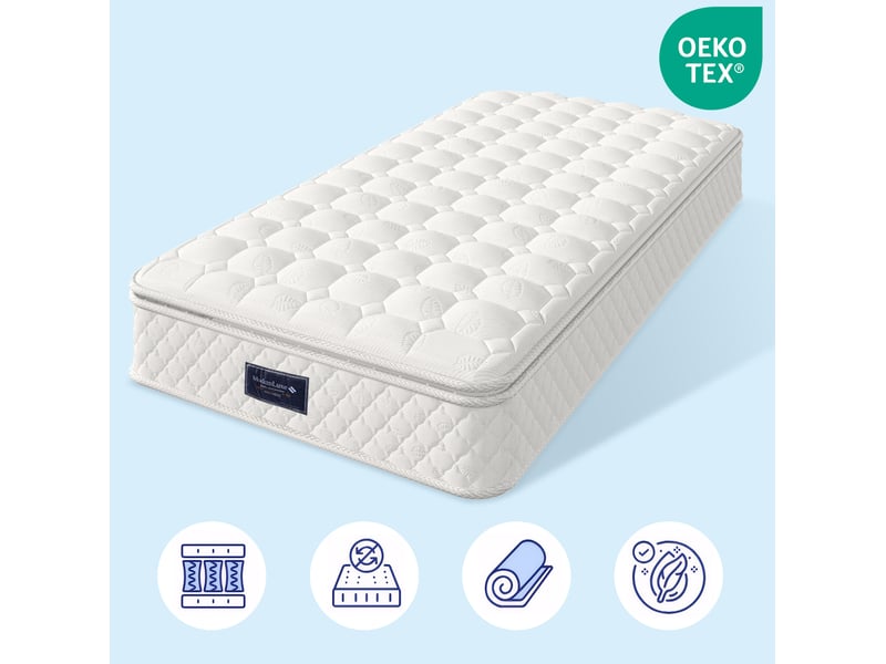 Matelas 90x200 cm à ressorts ensachés et mousse, 7 zones, ferme h3, blanc  - Conforama D