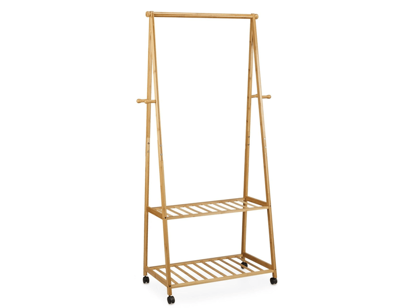  Portant à vêtements sur roulettes 166 x 84 x 45 cm rangement pratique design moderne en bambou brun 13_0018031  - Conforama A