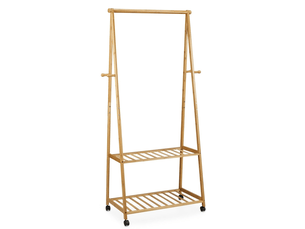 Portant à vêtements sur roulettes 166 x 84 x 45 cm rangement pratique design moderne en bambou brun 13_0018031