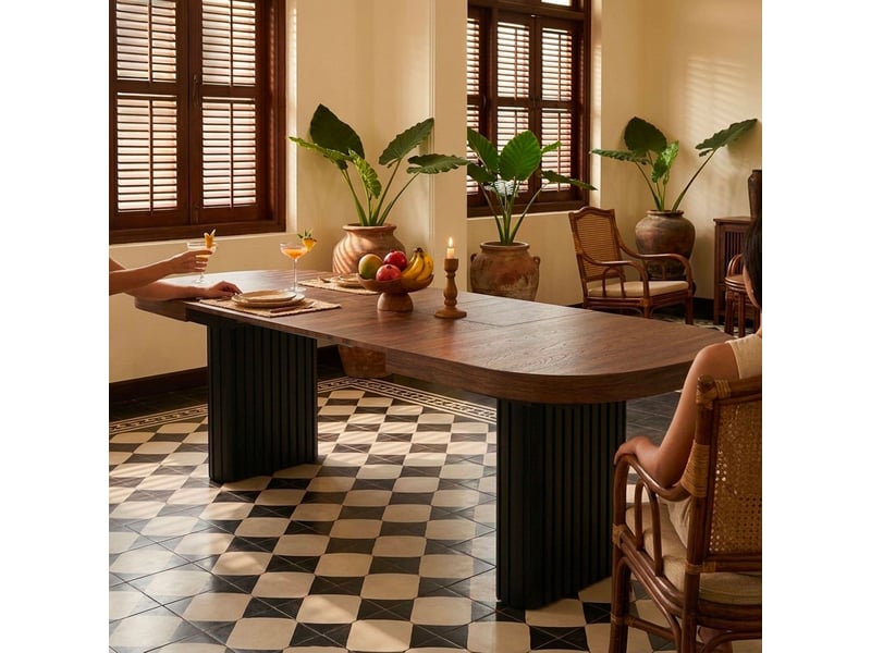  Table ovale extensible 110-260cm pieds design buxton bois noisette Buxton - Conforama E