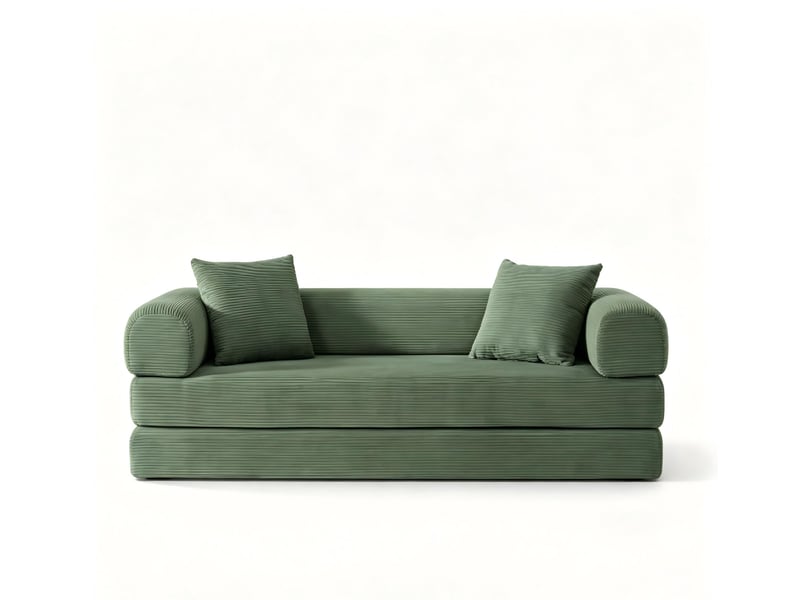  Canapé de sol convertible 3 places vert en mousse sans armature 195x89x59 cm  - Conforama A