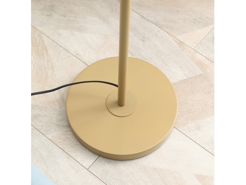 Lampe de pied salon avec abat-jour en lin, interrupteur à chaîne, pied en acier, blanc crème  - Conforama E