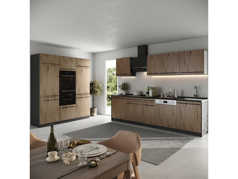 Vicco cuisine, chêne artisananthracite, 180cm sans plan de travail - Conforama C