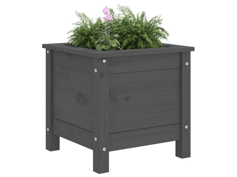  Jardinière - bac à fleurs gris 40x40x39 cm bois massif de pin  - Conforama C