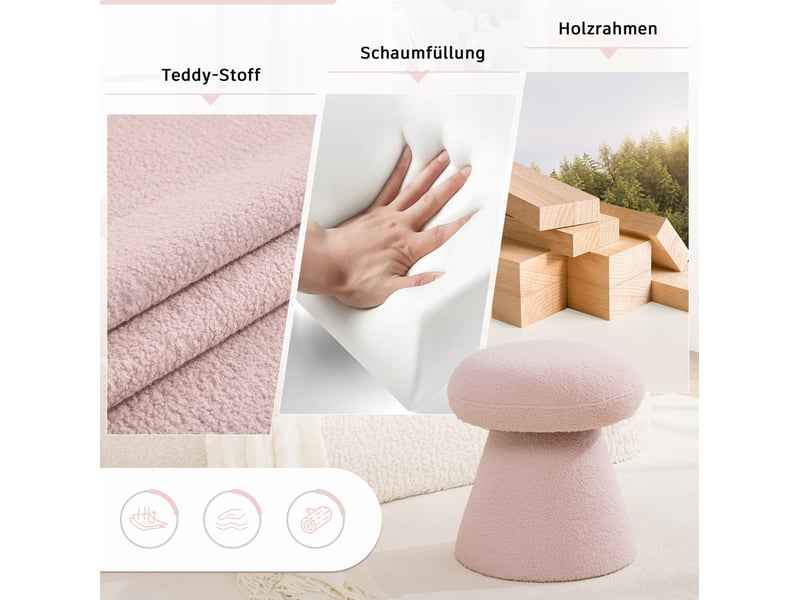  Pouf pivotant 41x41x44 cm en bois rose  - Conforama D