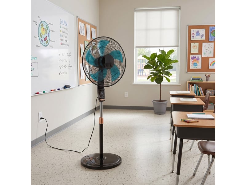  Ventilateur sur pied noir 45 cm - 75 w - télécommande - base solide  - Conforama E