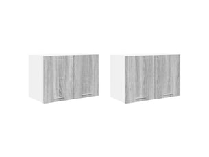 Lot de 2 armoires suspendues modernes 60 x 31 x 40 cm grand espace de rangement en bois d'ingénierie gris 02_0053220