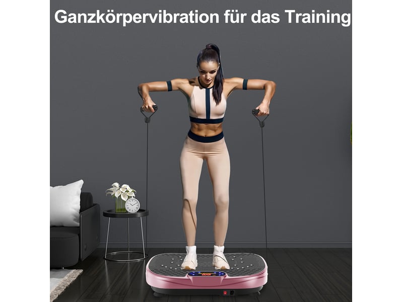  Plateforme vibrante d'entraînement 53 x 32 x 13 cm rose, abs caoutchouc acier, bandes de résistance  - Conforama D