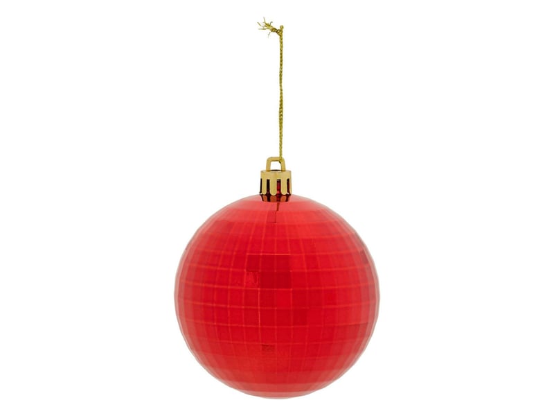  Lot de 14 boules de noël effet miroir 22cm rouge  - Conforama D