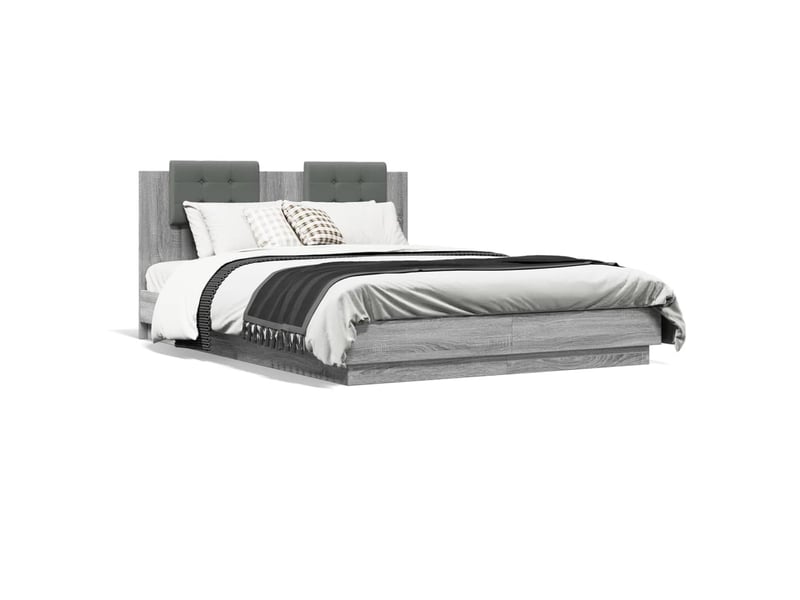  Lit double- lit adulte -  cadre de lit sans matelas sonoma gris 120x200 cm  - Conforama A