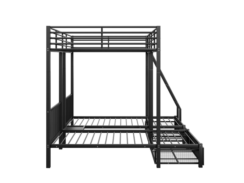  Lit superposé enfant 140x200 cm – noir – 3 couchages séparables, 2 tiroirs de rangement – sans matelas  - Conforama E