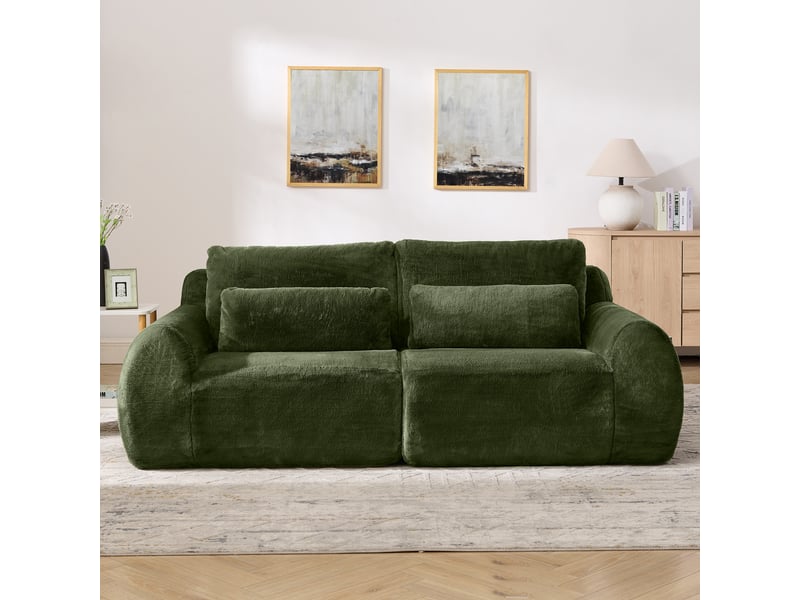  Canapé 2 places, ports usb, poche latérale, mousse, vert  - Conforama D