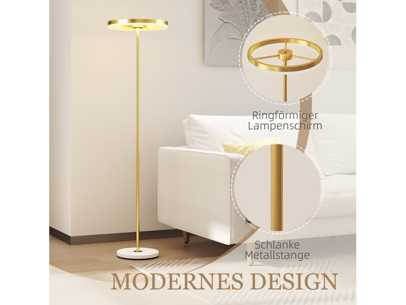 Lampadaire led 40 x 40 x 157,5 cm – doré – variateur 3 niveaux et interrupteur au pied pour salon - Conforama E