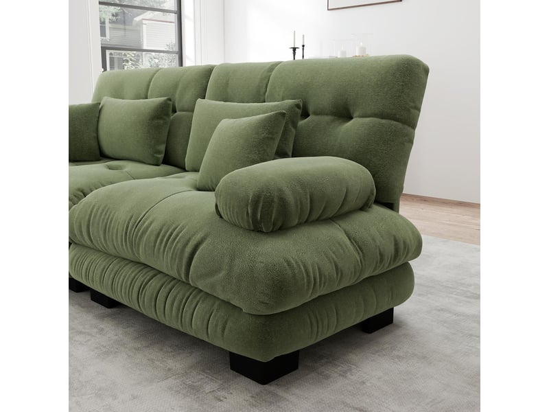  Canapé modulable 4 places en tissu chenille vert W3325S00229 - Conforama D