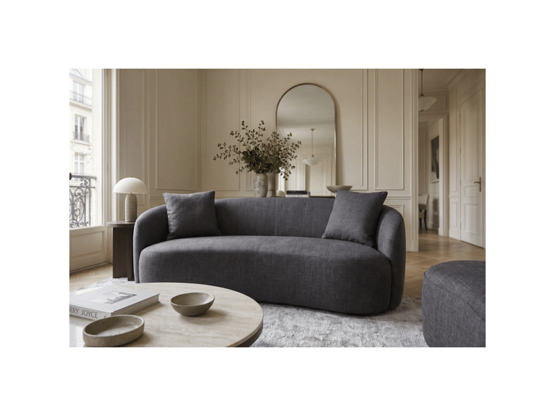  Canapé nyjy avec pouf coffre en velours – gris graphite – 178 x 67 x 120 cm  - Conforama D