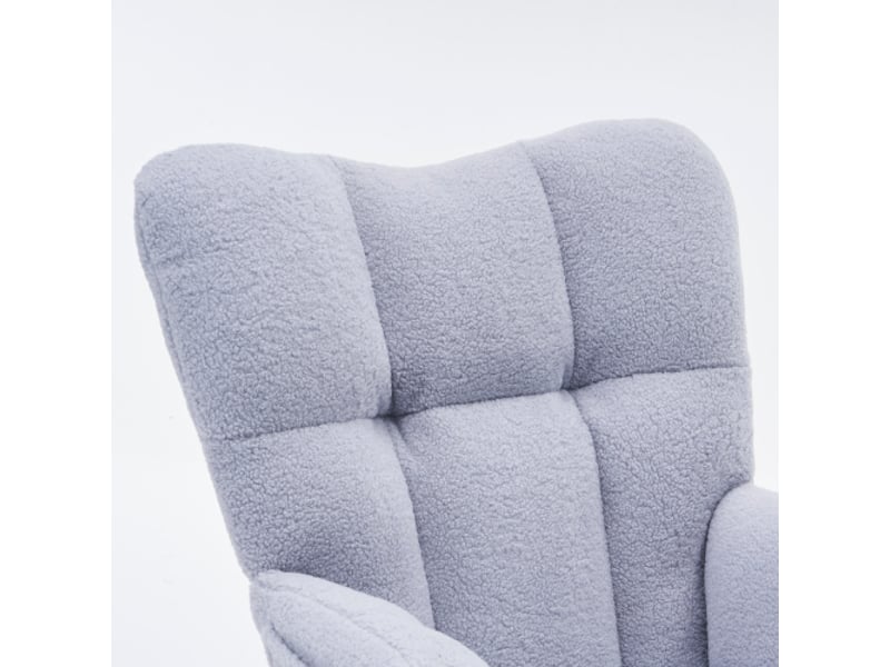 Fauteuil à bascule,fauteuil convertible en tissu teddy avec poche latérale et repose-pieds extractible,70x123x98,5,gris fauteuil à bascule gris - Conforama E