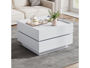 Table basse carré(e) coloris blanc OKWISH - 60 cmx60 cm
