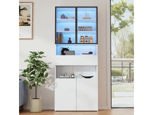 Vitrine coloris blanc 2 étagère(s) <strong></strong> <strong></strong> - 70 cmx200 cm