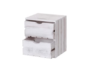 Commode hwc-c62, 2 tiroirs, 36x32x26cm - blanc shabby