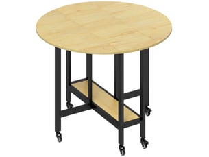 Table à manger pliante sur roulettes, table de cuisine pour 4 personnes avec étagère intégrée, chêne, 100 x 100 x 75 cm