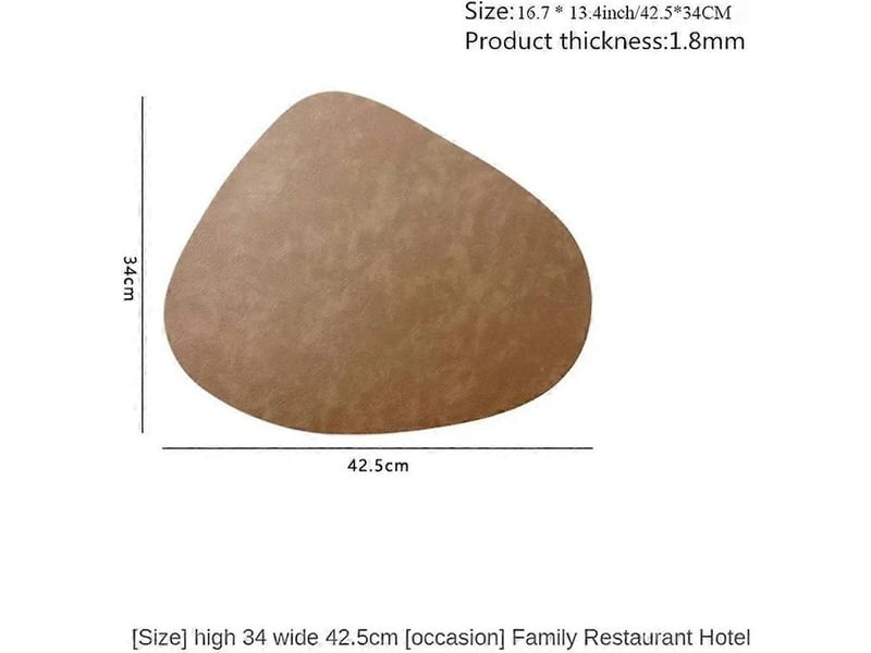  Sets de table en polyuréthane texturé double face en forme de goutte d'eau, imperméables et résistants à l'huile, lot de 4 pièces pour la table à manger, décoration intérieure marron  - Conforama C