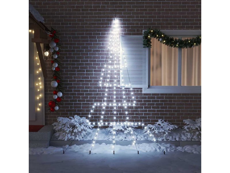  Arbre de noël, sapin de noël led avec piquets au sol blanc froid 306 cm métal  - Conforama C