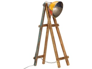 Lampadaire salon, lampe sur pied multicolore e27 bois massif de manguier