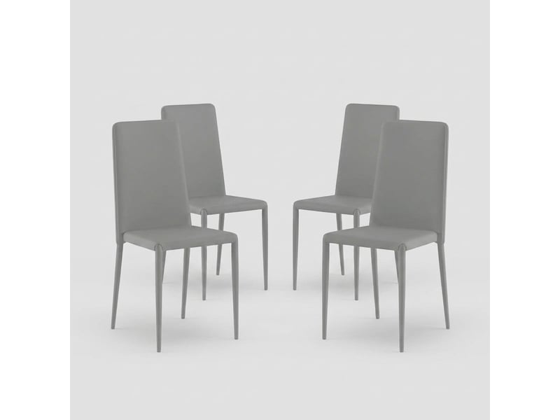 Lot de 4 chaises de salle à manger empilables en similicuir arianna - gris foncé  - Conforama A