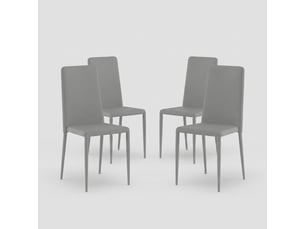 Lot de 4 chaises de salle à manger empilables en similicuir arianna - gris foncé