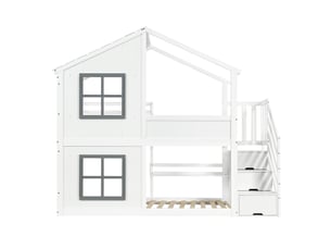 Lit superposé 2x90x200 cm OKWISH coloris bicolore