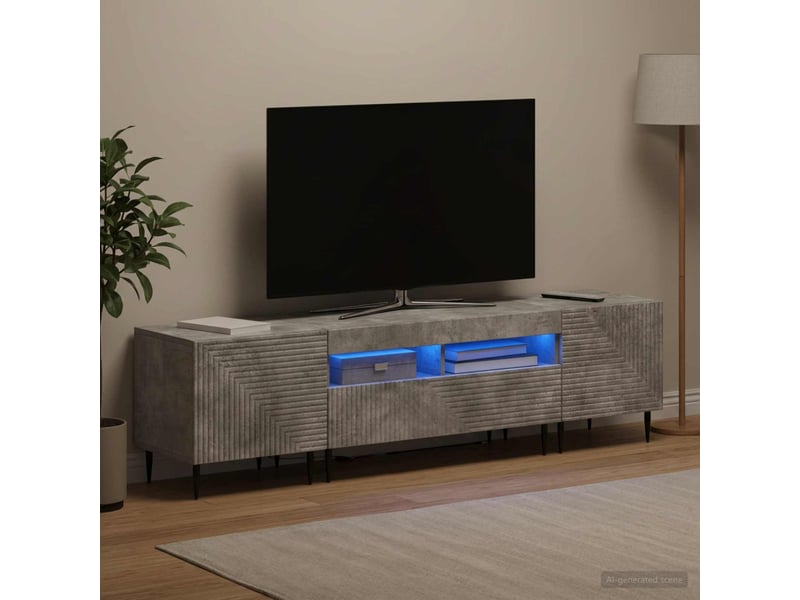  Ensemble de 3 meubles tv led gris béton bois d'ingénierie shl89317  - Conforama B